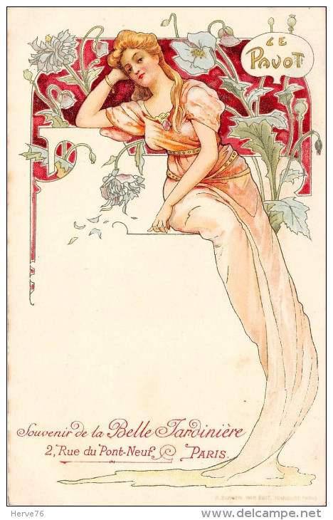 Illustrateur Non Signé - Fantaisie - Femme - Style Art Nouveau - Le Pavot - Souvenir De La Belle Jardinière - 1900-1949