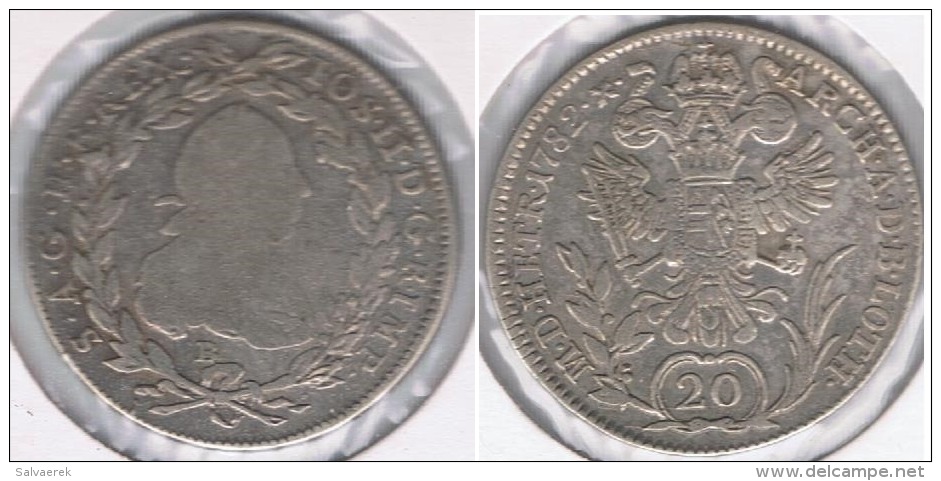 AUSTRIA IMPERIO 20 KREUZER 1782 PLATA SILVER R - Austria