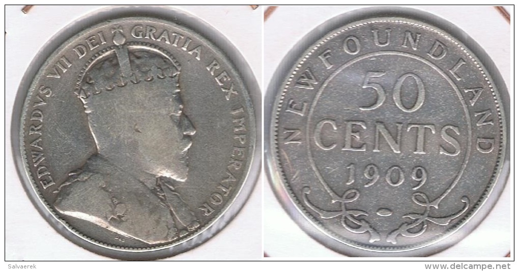 CANADA NEW FOUNDLAND 50 CENTS 1909 PLATA SILVER R - Canada