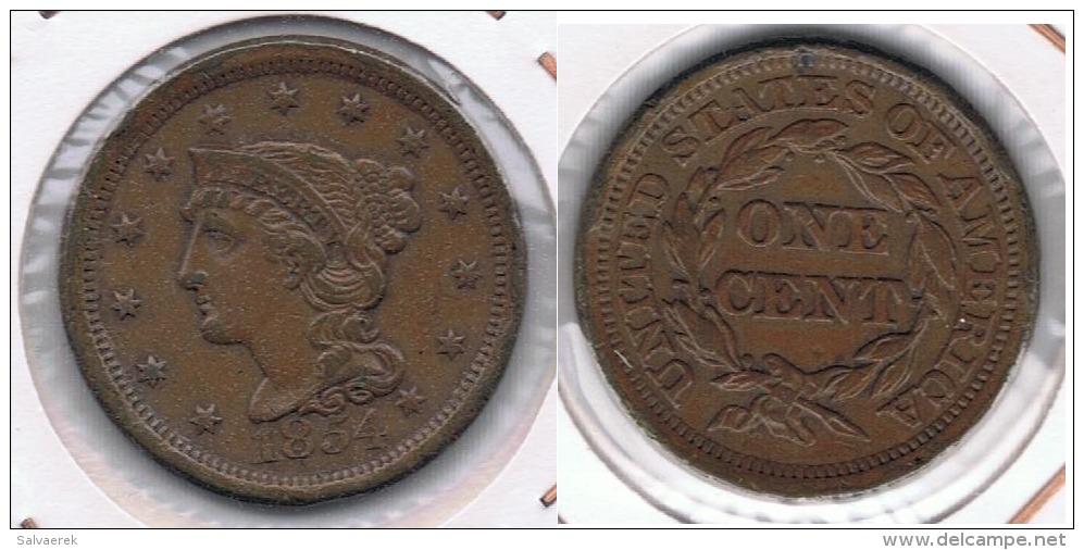 EE.UU. USA CENT DOLLAR 1854 R BONITA - 1840-1857: Braided Hair