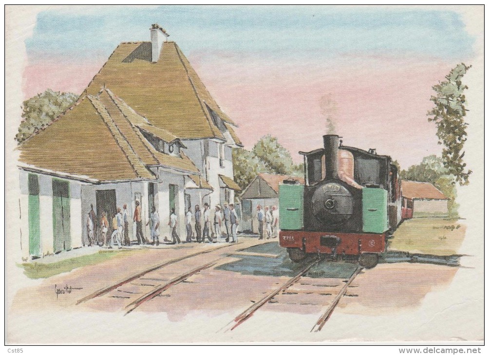 Carte Postale Moderne - Arrivée D Un Train Spécial à Saint Valery Ville - Aquarelle De Daniel GROUSILIAT - Saint Valery Sur Somme