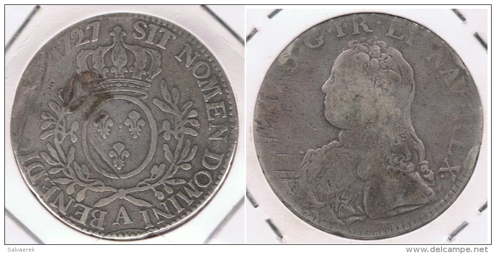 FRANCIA LOUIS XV ECU PARIS 1727  A PLATA SILVER R.. - 1715-1774 Luis XV El Bien Amado