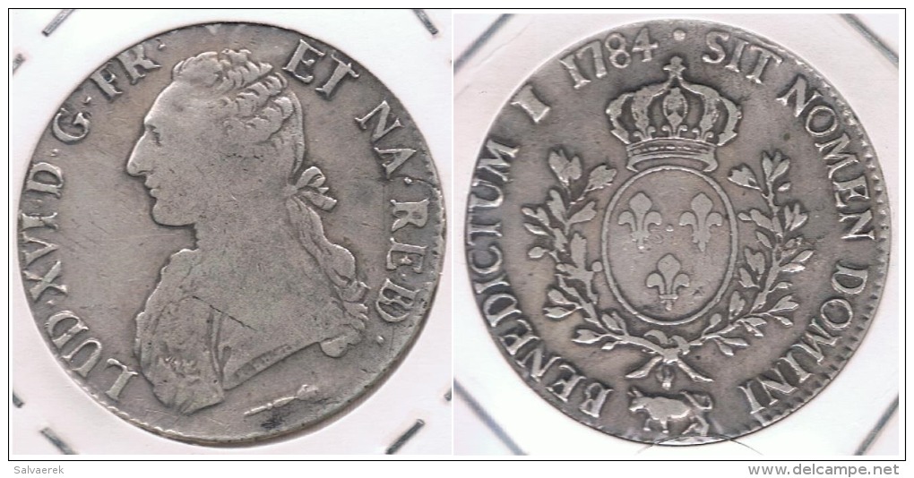 FRANCIA LOUIS XVI ECU  1784   PLATA SILVER W - 1715-1774 Luis XV El Bien Amado