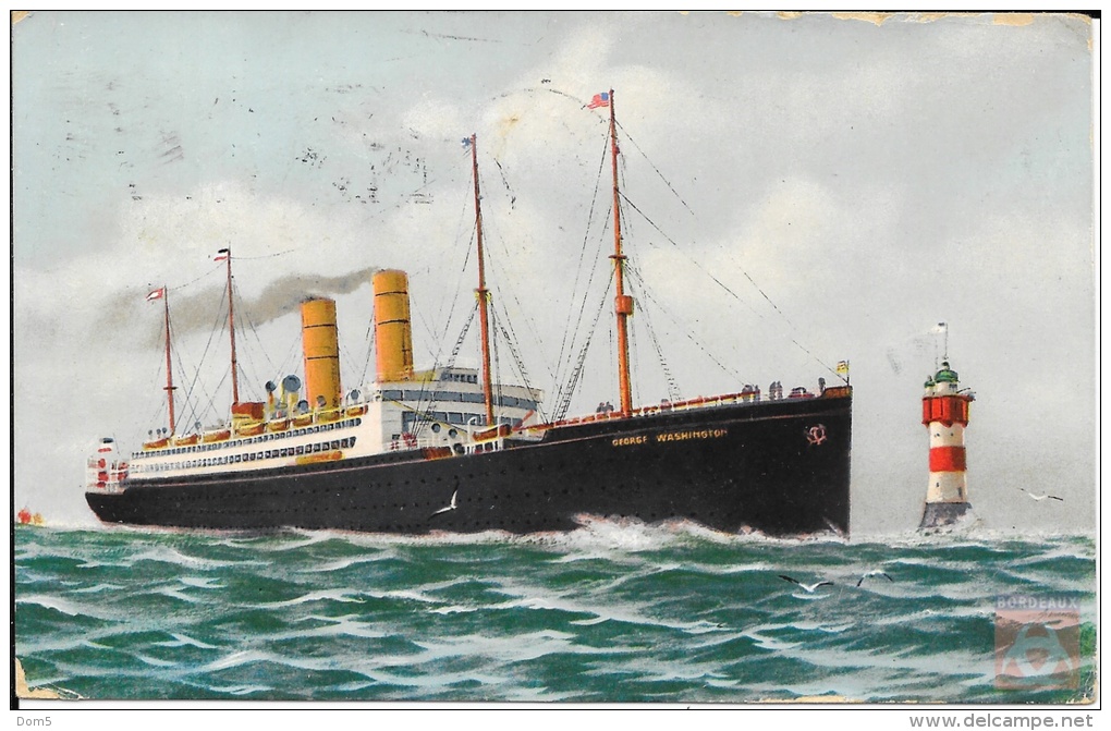 USA - Carte Postale PAQUEBOT - GEORGE WASHINGTON - Posted At Sea 1913 - German Sea PO - Piroscafi
