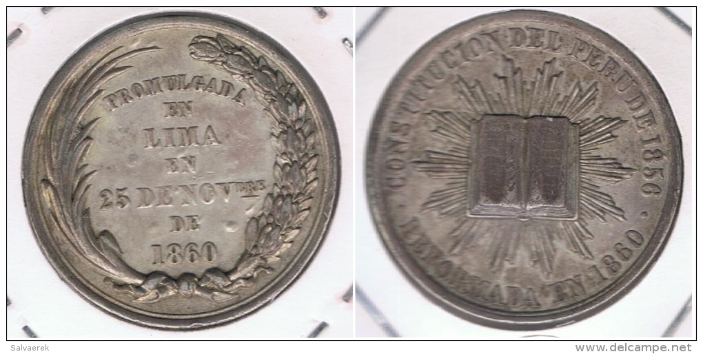 PERU CONSTITUCION 1860 PLATA SILVER R - Perú