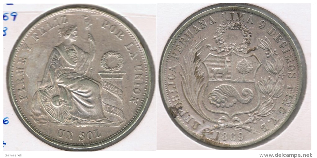 PERU SOL 1869 PLATA SILVER R. BONITA - Perú