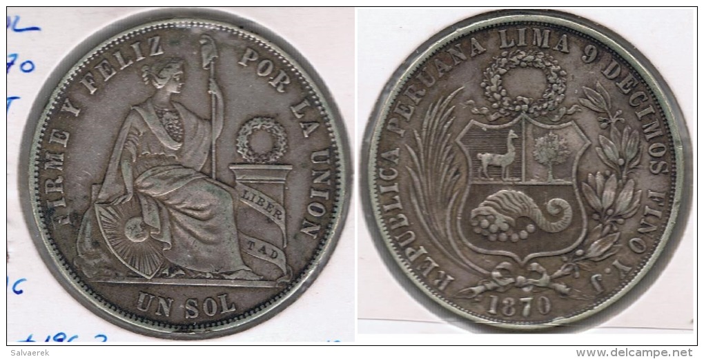 PERU SOL 1870 PLATA SILVER R - Perú