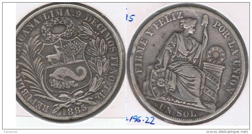 PERU SOL 1885 PLATA SILVER R - Perú