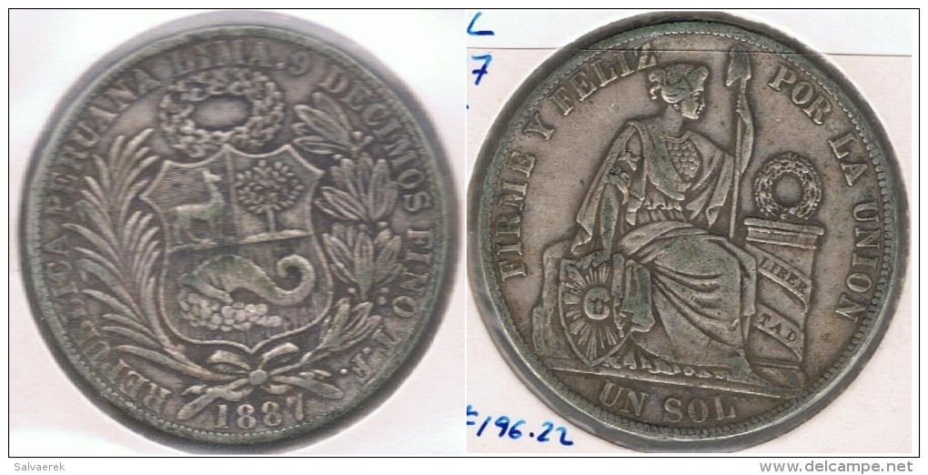 PERU SOL 1887 PLATA SILVER R - Perú