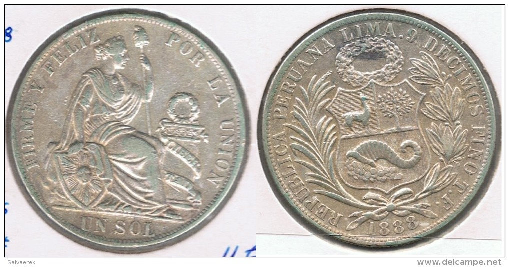 PERU SOL 1888 PLATA SILVER R - Perú