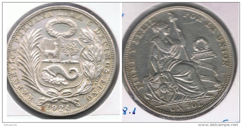 PERU SOL 1924 PLATA SILVER R - Perú