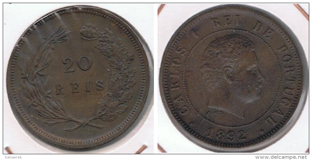 PORTUGAL 20 REIS  1892  S - Portugal