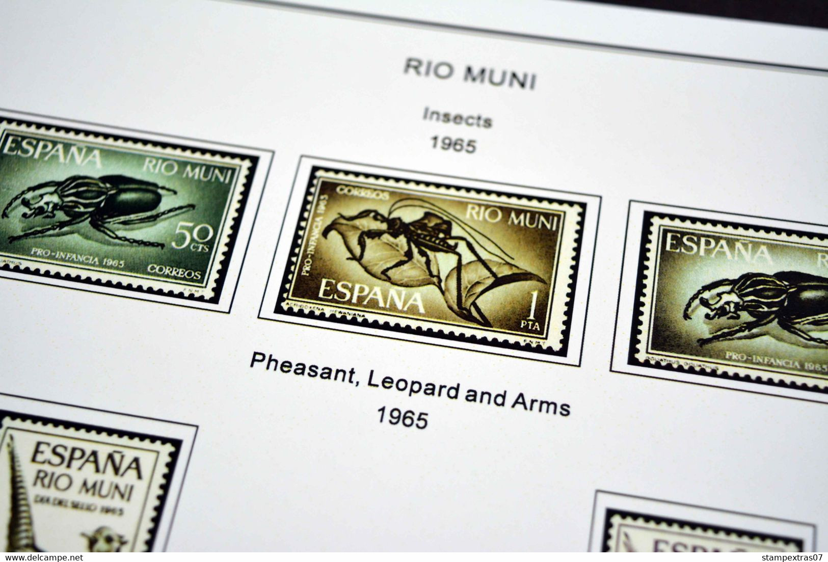 COLOR PRINTED RIO MUNI 1960-1968 STAMP ALBUM PAGES (8 illustrated pages) >> FEUILLES ALBUM