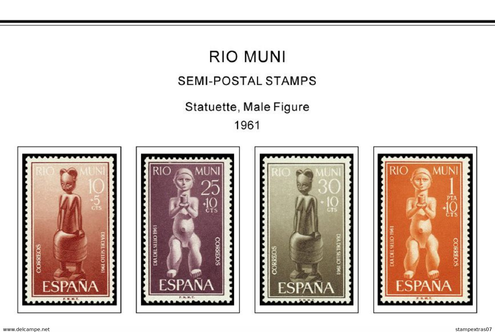 COLOR PRINTED RIO MUNI 1960-1968 STAMP ALBUM PAGES (8 illustrated pages) >> FEUILLES ALBUM