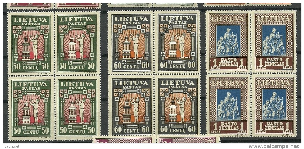 LITAUEN Lithuania 1933 Michel 365 - 371 A In 4-block MNH - Litauen