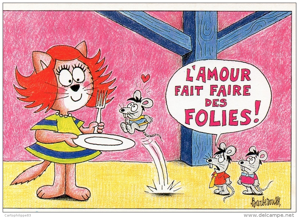 CPM DE L'ILLUSTRATEUR BARBEROUSSE  HUMOUR  CHAT ET SOURIS L'AMOUR - Barberousse