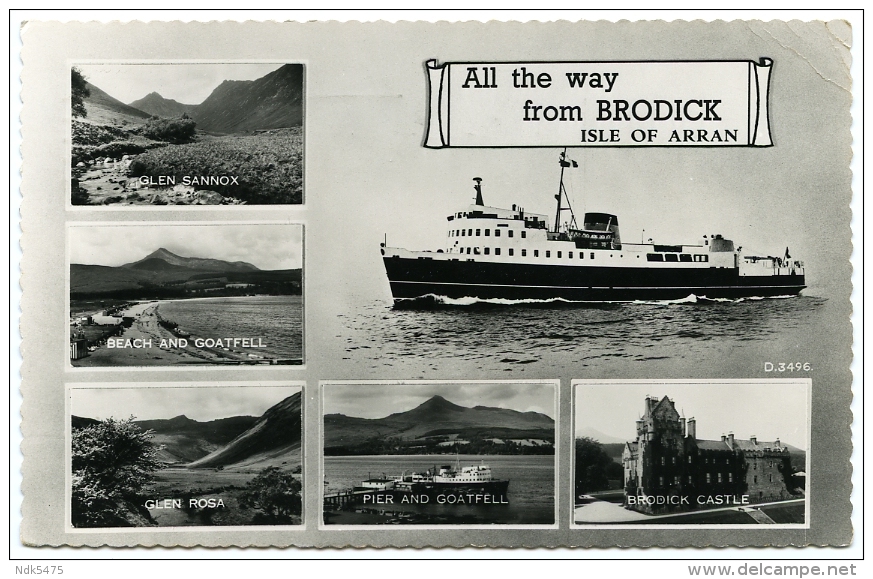 ARRAN : BRODICK / POSTMARK - STRANRAER SLOGAN 1960's / ADDRESS - BURNHAM ON SEA, RECTORY ROAD - Ayrshire