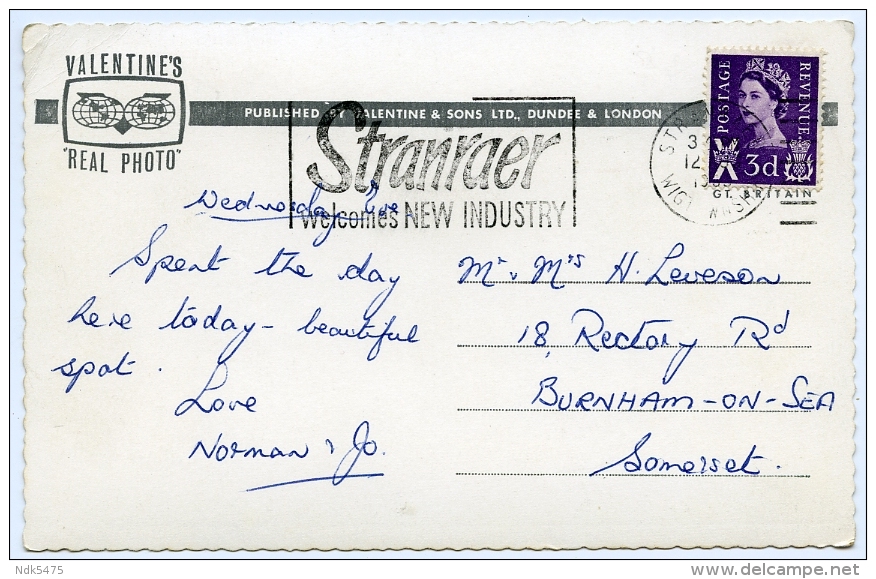 ARRAN : BRODICK / POSTMARK - STRANRAER SLOGAN 1960's / ADDRESS - BURNHAM ON SEA, RECTORY ROAD - Ayrshire