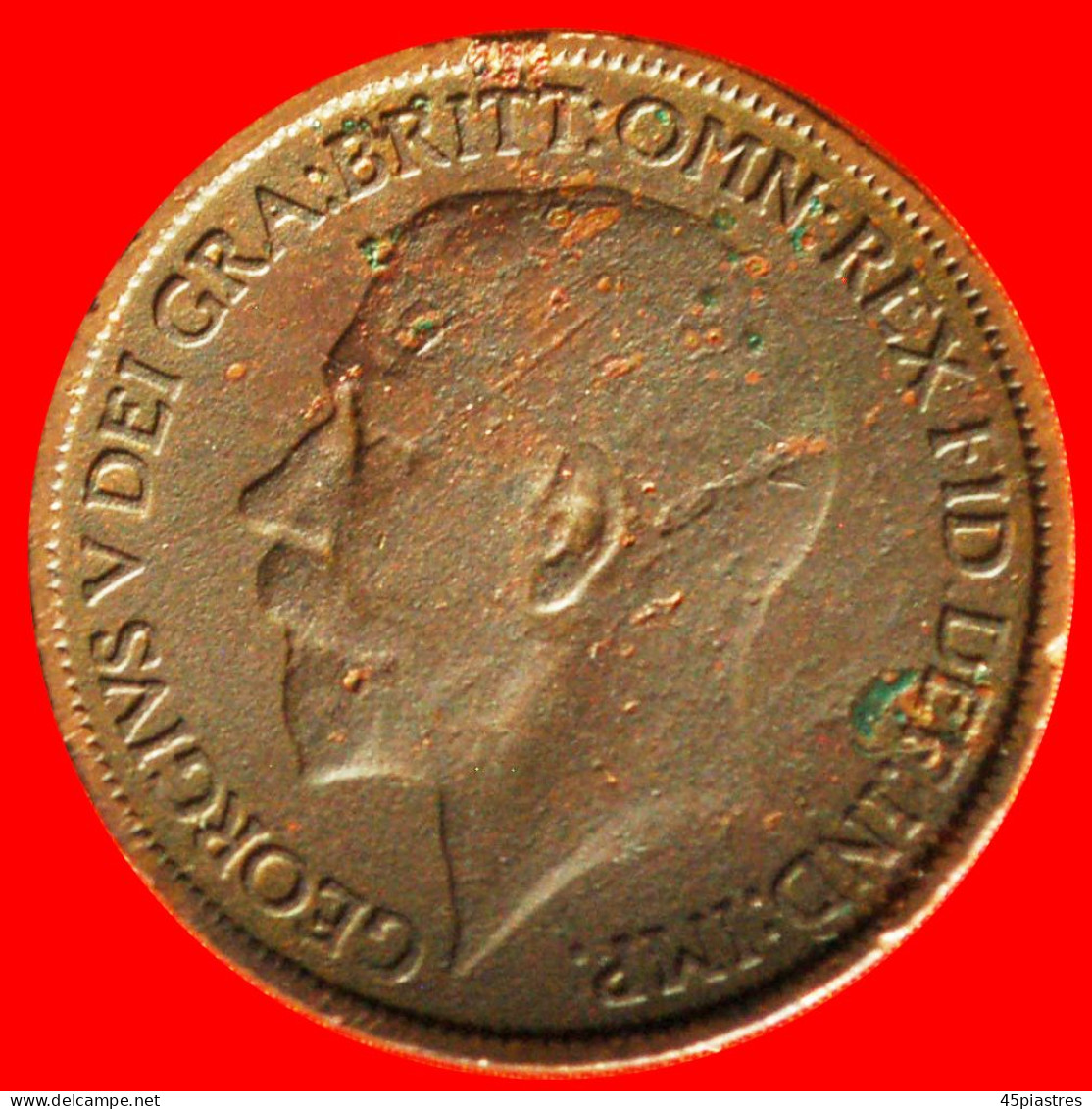 &#9733;MISTRESS OF SEAS: UNITED KINGDOM &#9733; HALF PENNY 1924! LOW START &#9733; NO RESERVE!!! GEORGE V (1911-1936) - C. 1/2 Penny