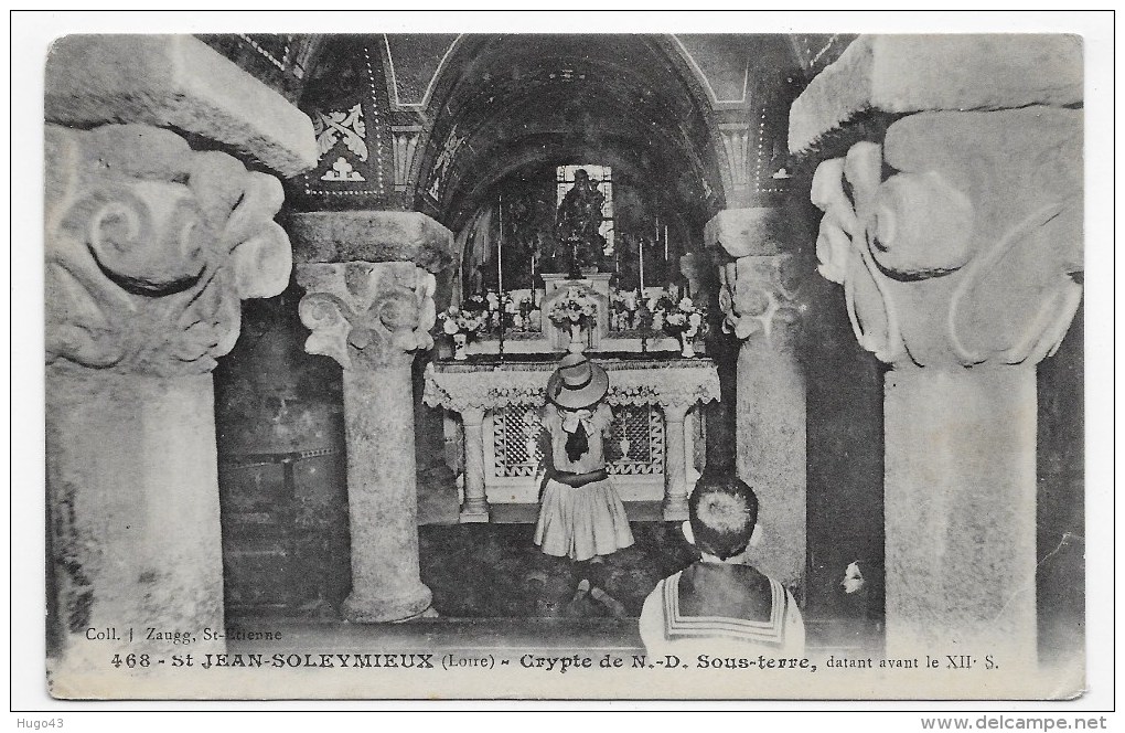 SAINT JEAN SOLEYMIEUX - N° 468 - CRYPTE DE N.D. SOUS TERRE AVEC ENFANTS - CPA VOYAGEE - Saint Jean Soleymieux