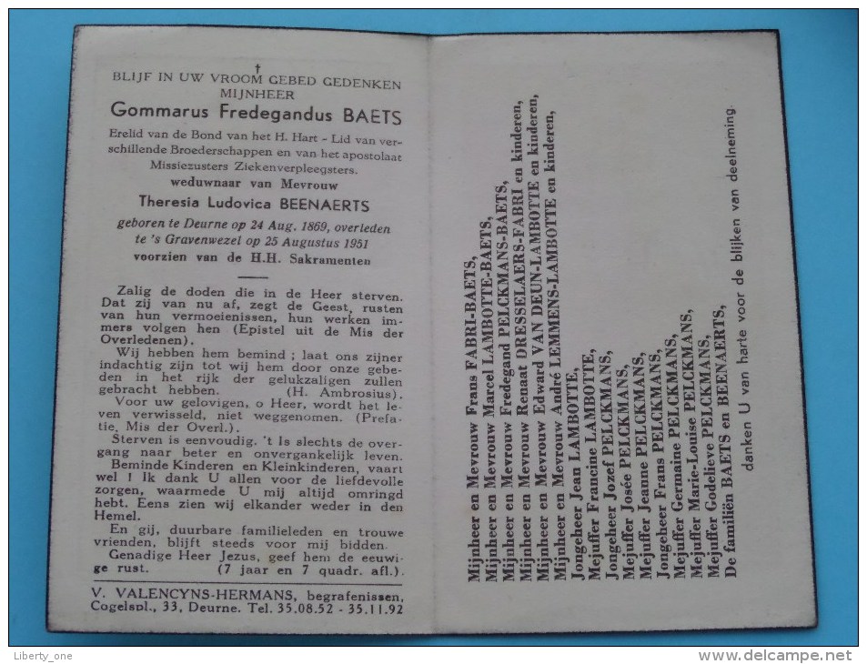 DP Gommarus BAETS ( Beenaerts ) Deurne 24 Aug 1869 / 's Gravenwezel 25 Aug 1951 ( Zie Foto´s ) ! - Religione & Esoterismo