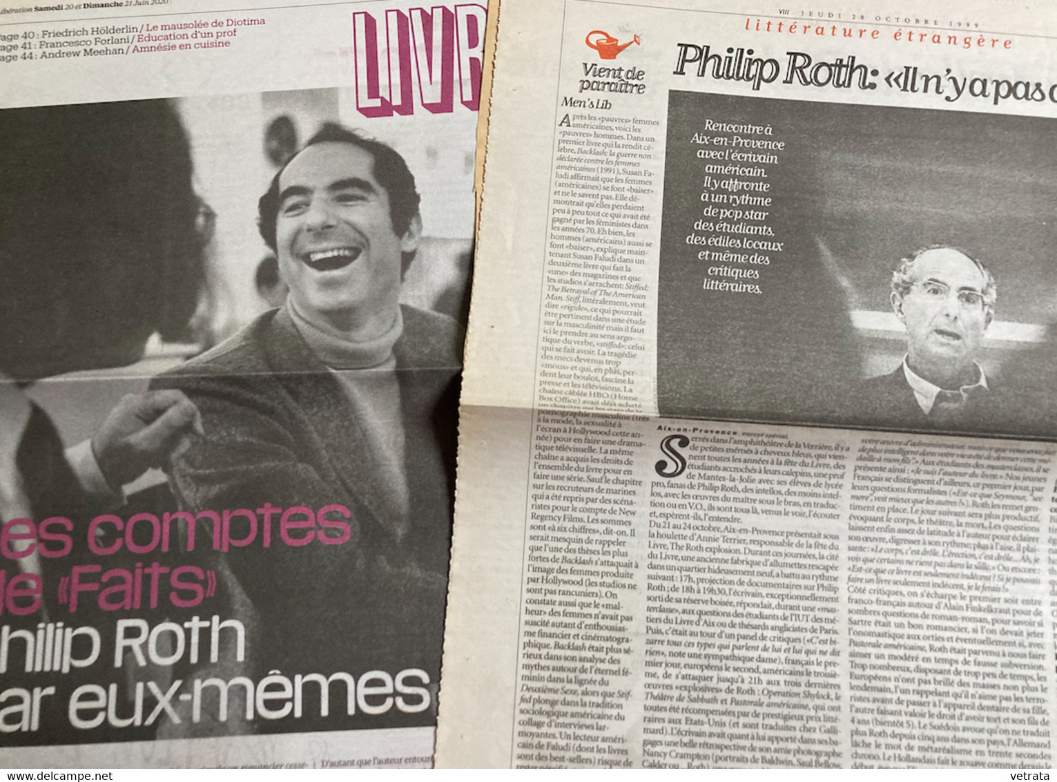 Philip Roth : Dossier Composé De 8  Articles Parus Entre 1987 & 2020 (Inroks-Le Monde-Libération-Nouvel Observateur) - Kranten Voor 1800