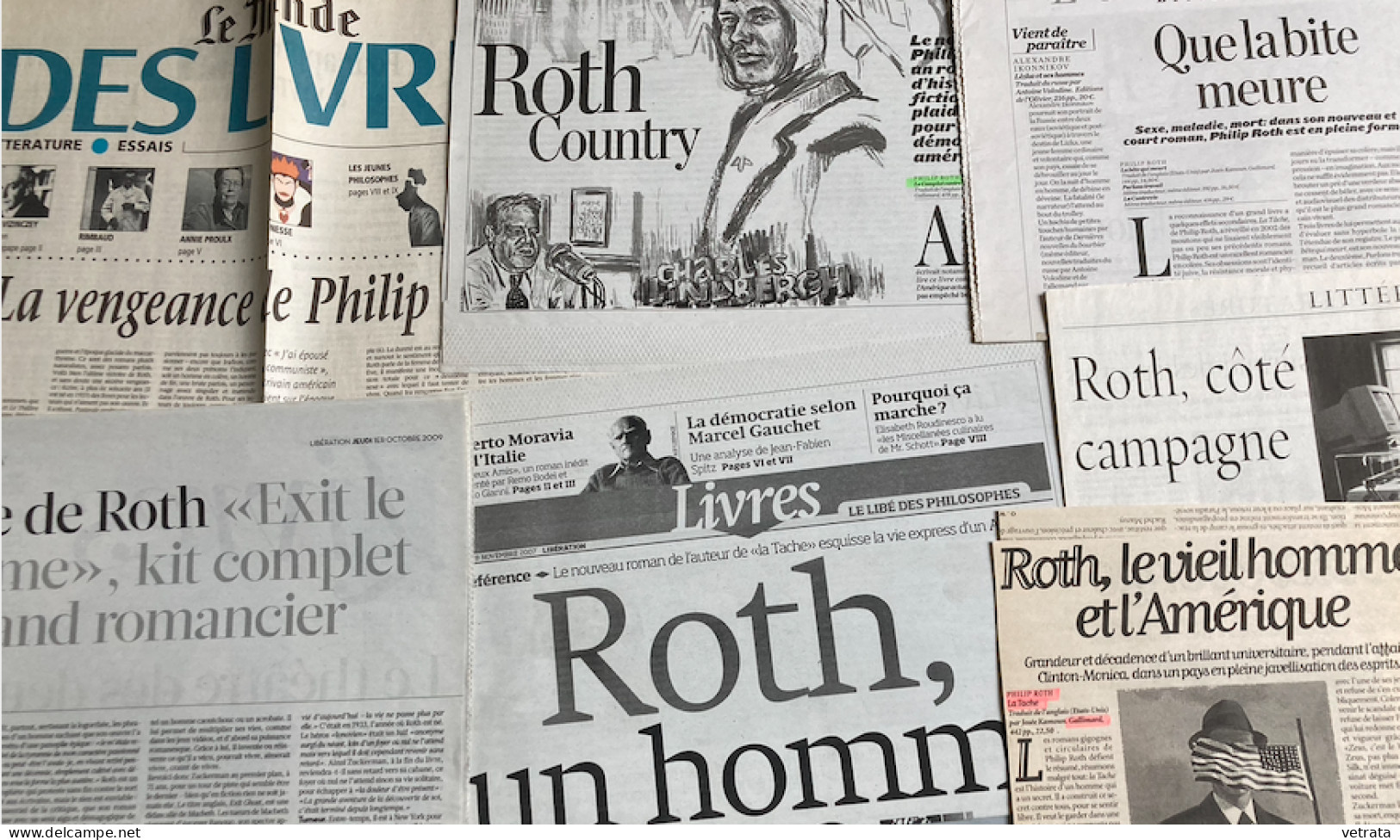 Philip Roth : Dossier Composé de 8  Articles Parus Entre 1987 & 2020 (Inroks-Le Monde-Libération-Nouvel Observateur)