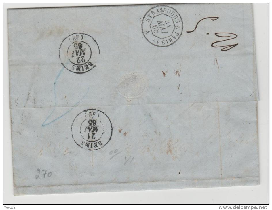 Pol055 /-  POLEN  Warschau Nach Frankreich 1865 Mit SELTENEM Lokalpost-Stempel - ...-1860 Voorfilatelie