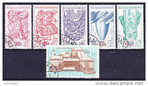 Tchécoslovaquie 1958 Mi 1068-72+1091 (Yv 952-6 A), Obliteré - Used Stamps
