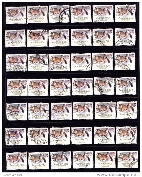 Australia 1981 Endangered Species 50c Leadbeater's Possum  85+ Used  - 2 Scans - Ganze Bögen & Platten