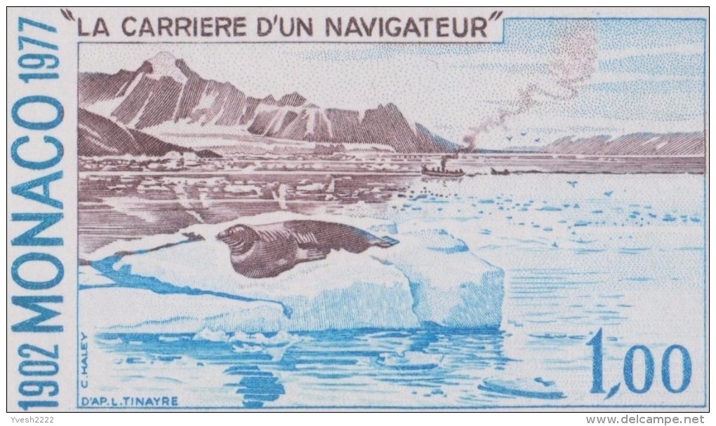 Monaco 1977 Y&T 1103/113 9 bandes de 5 essais de couleurs. Arctique, voilier, phoque, canard, iceberg, chasse, neige