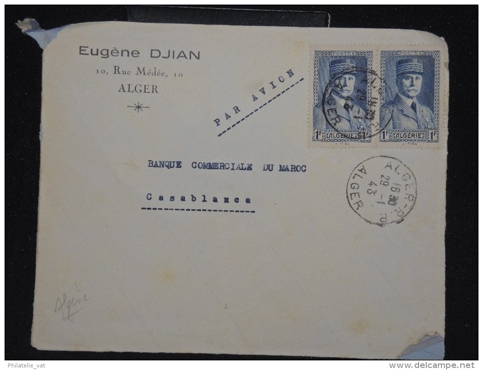 FRANCE - ALGERIE - Enveloppe De Alger Pour Casablanca En 1943 - Aff. Pétain En Paire - A Voir - Lot P11421 - Lettres & Documents