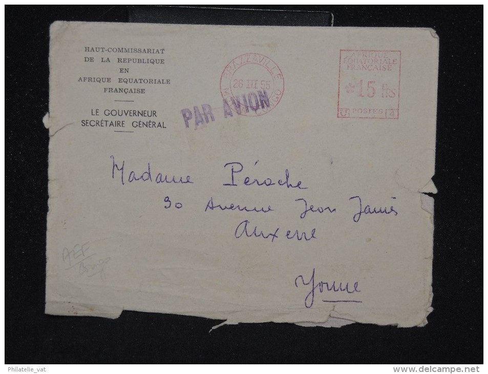 FRANCE - A.E.F. - Enveloppe Officielle De Brazzaville Pour La France En 1955 - Aff.mécanique - A Voir - Lot P11423 - Sonstige & Ohne Zuordnung