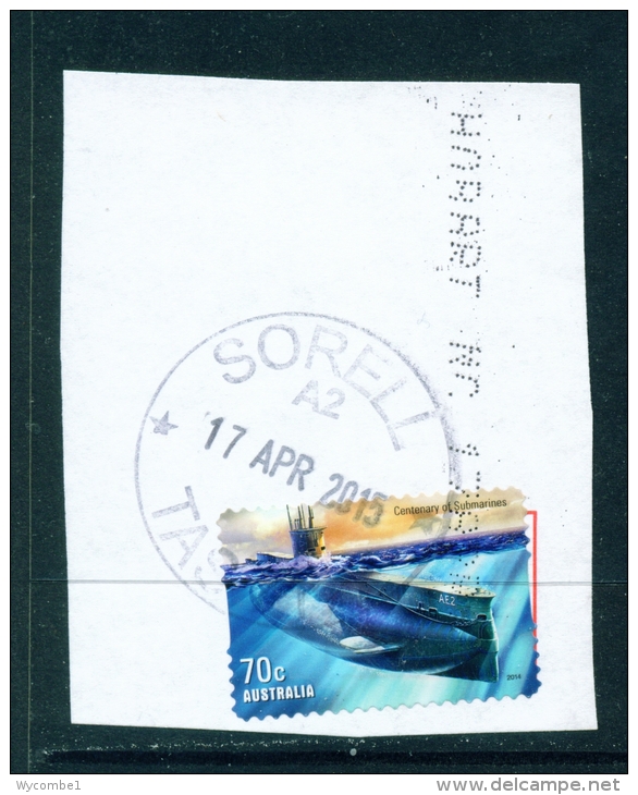 AUSTRALIA  -  2014  Submarines  70c  Self Adhesive  Used CDS On Piece - Used Stamps