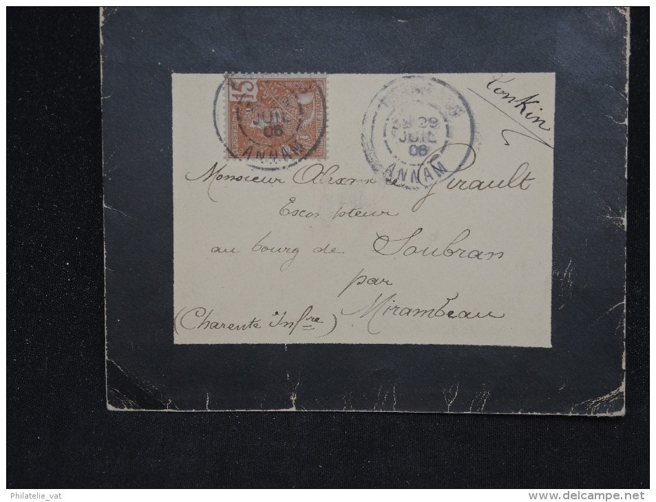 FRANCE - INDOCHINE - Enveloppe Du Tonkin Pour La France En 1906 - Aff. Plaisant - A Voir - Lot P11427 - Covers & Documents