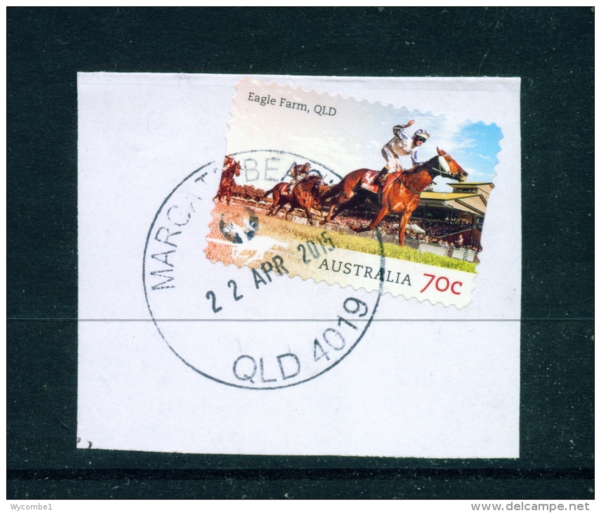 AUSTRALIA  -  2014  Horse Racing  70c  Self Adhesive  Used CDS On Piece - Used Stamps