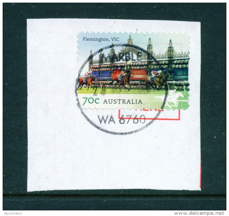 AUSTRALIA  -  2014  Horse Racing  70c  Self Adhesive  Used CDS On Piece - Used Stamps