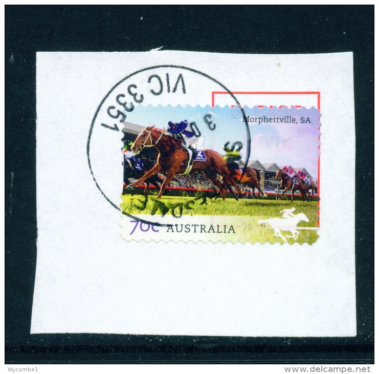 AUSTRALIA  -  2014  Horse Racing  70c  Self Adhesive  Used CDS On Piece - Used Stamps