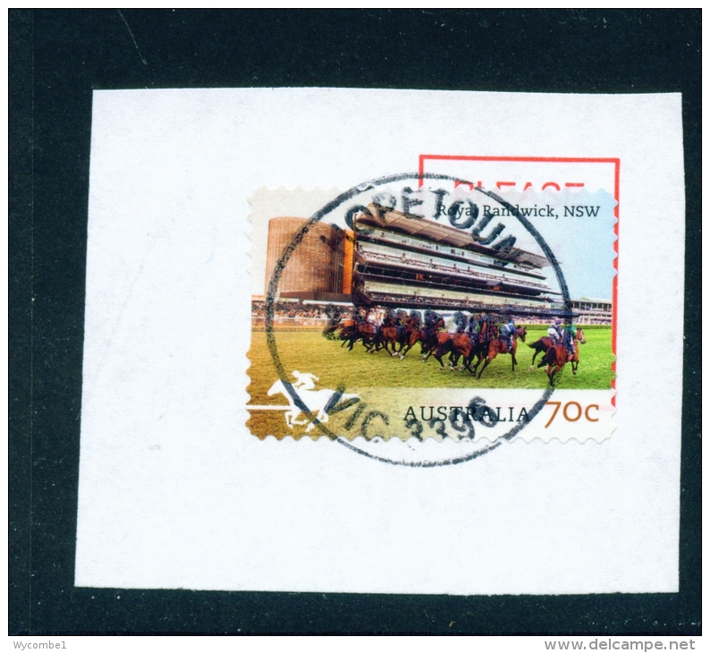 AUSTRALIA  -  2014  Horse Racing  70c  Self Adhesive  Used CDS On Piece - Usati