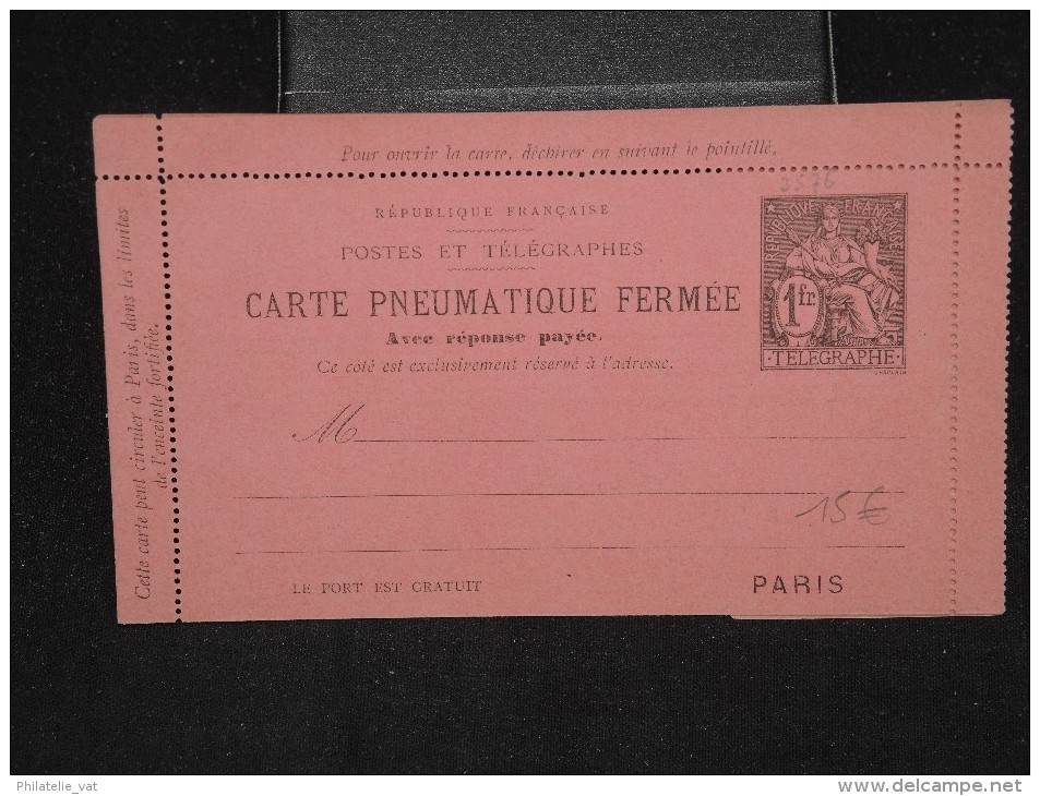 FRANCE - Carte Lettre Pneumatique Type Chaplain - 6 Gros Traits Noirs - Avec Réponse - Non Voyagée - A Voir - Lot P11439 - Rohrpost