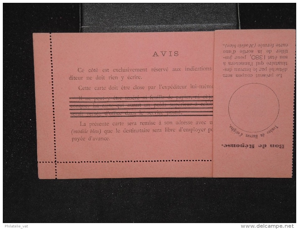 FRANCE - Carte Lettre Pneumatique Type Chaplain - 6 Gros Traits Noirs - Avec Réponse - Non Voyagée - A Voir - Lot P11439 - Rohrpost