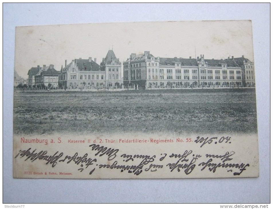 NAUMBURG ,  Kaserne   , Seltene Karte Von 1904,   Mit Marke + Stempel, Knickspur - Naumburg (Saale)