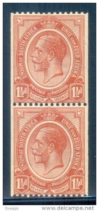 South Africa 1920. 1½d Chestnut COIL STAMP. SACC 19**, SG 20**. - Unused Stamps