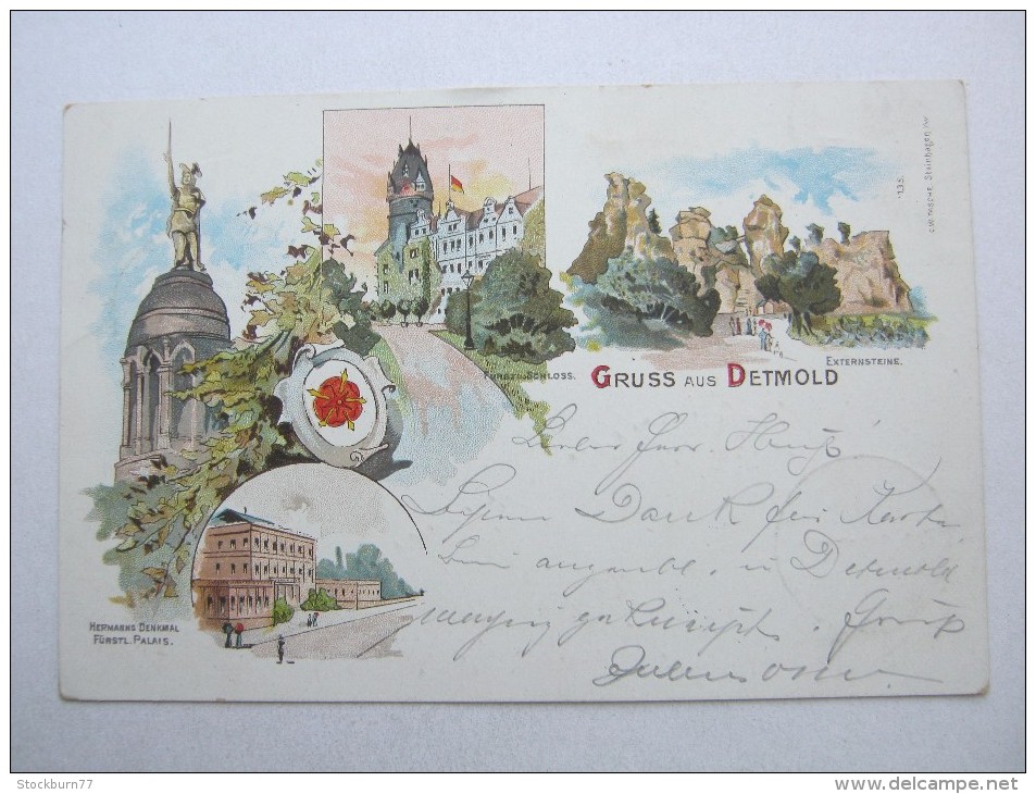 DETMOLD     , Seltene Karte 1897 , Mit Marke + Stempel - Detmold