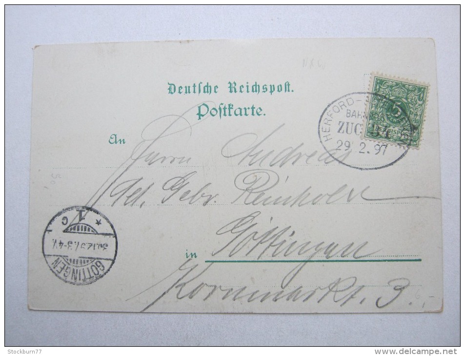 DETMOLD     , Seltene Karte 1897 , Mit Marke + Stempel - Detmold