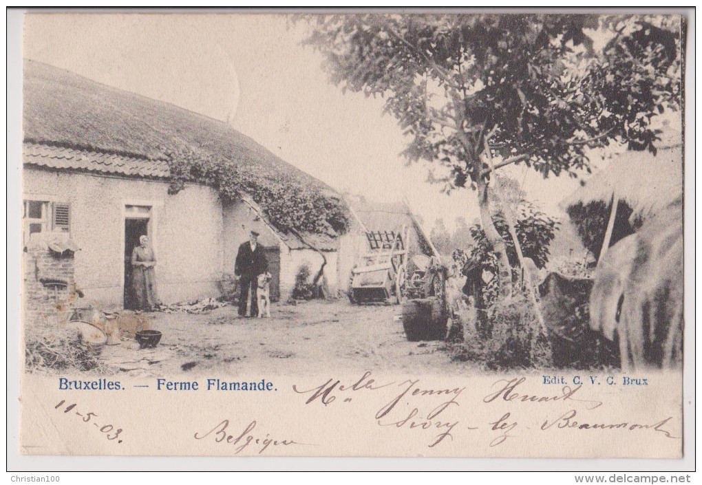 BRUXELLES : FERME FLAMANDE - FERMIER - AGRICULTEUR - 1903 - 2 SCANS - - Artigianato