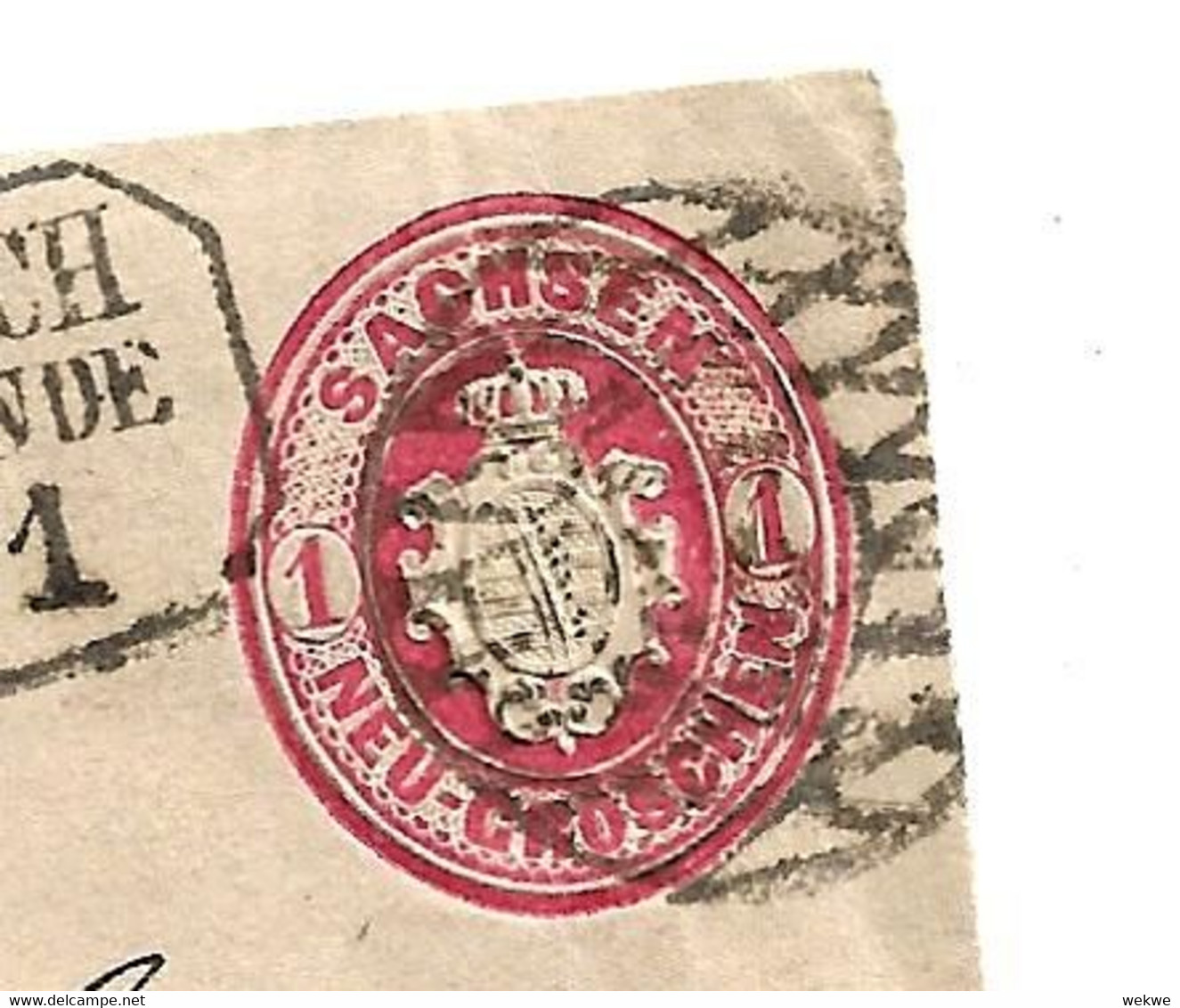 Sac025 / SACHSEN -  Reichenbach (Nr. Stempel 22) Wappen Ganzsache 1866 - Sachsen