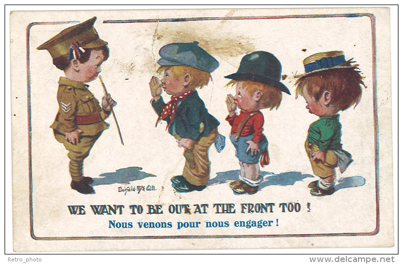 Cpa Illustrateur, Signée Donald Mac Gill - Enfants, Militaire - Mc Gill, Donald