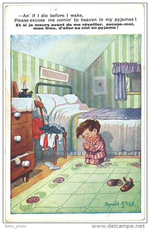 Cpa Illustrateur, Signée Donald Mc Gill - Enfant Faisant Sa Prière - Mc Gill, Donald