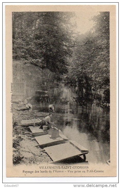 VILLENEUVE SAINT GEORGES (94) - PAYSAGE DES BORDS DE L'YERRES - LAVANDIERES - VUE PRISE AU PETIT CROSNE - Villeneuve Saint Georges